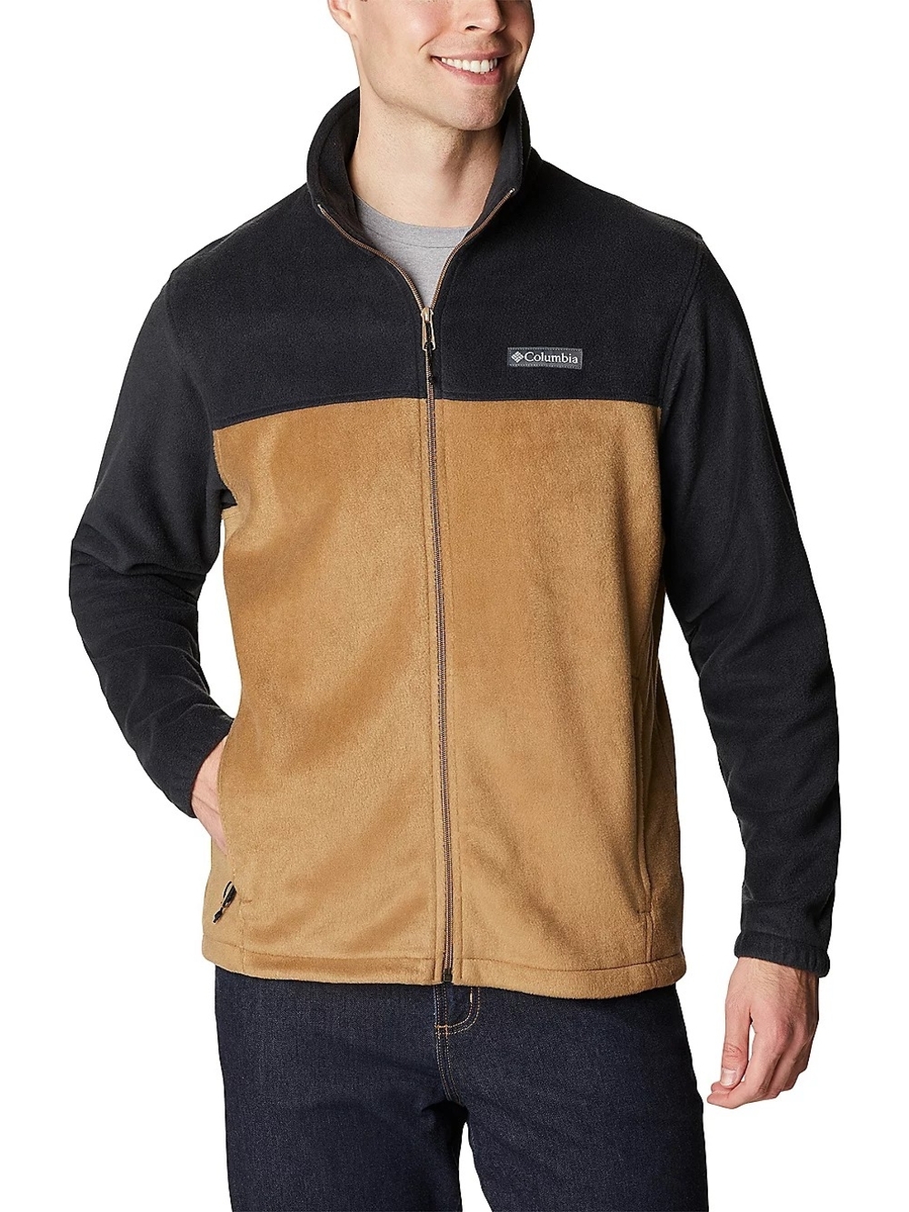 NWT Columbia Men’s Two-Tone Black and Brown Fleece Jacket